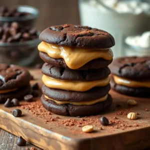 Brownie Cookie Sandwich with Peanut Butter Frosting Recipe