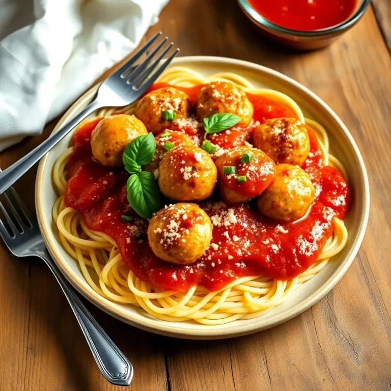 Baked Chicken Meatballs with Spaghetti Recipe