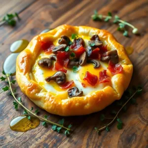 Bacon Mushroom Egg Puff Pastry Tart with Gruyère Cheese Recipe