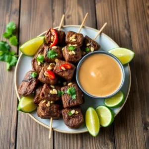 Beef Satay with Thai Peanut Sauce Recipe