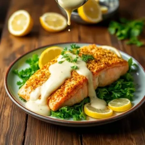 Baked Parmesan Crusted Salmon with Lemon Cream Sauce Recipe