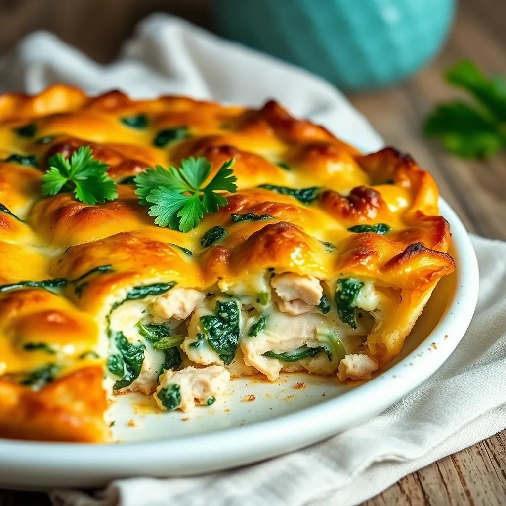 Chicken Spinach Bread Bake Strata Recipe