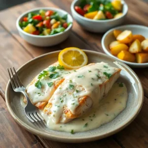 Baked Fish with Lemon Cream Sauce Recipe