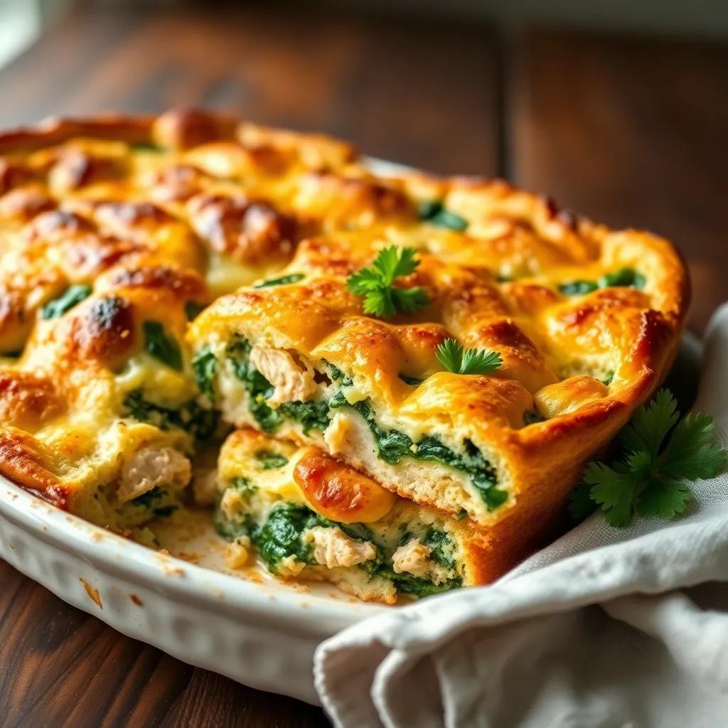 Chicken Spinach Bread Bake Strata Recipe