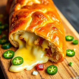 Cheesy Jalapeño Bacon Stuffed Baguette with Garlic Butter Recipe