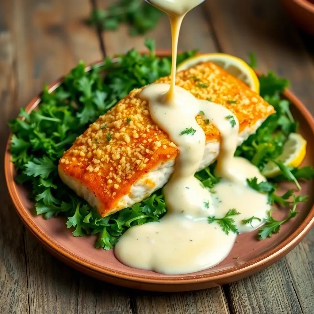 Baked Parmesan Crusted Salmon with Lemon Cream Sauce Recipe