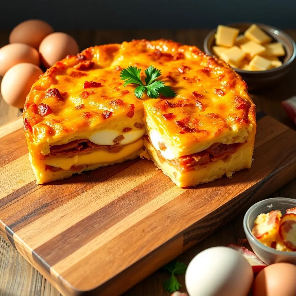 Cheese and Bacon Breakfast Strata Cake Recipe