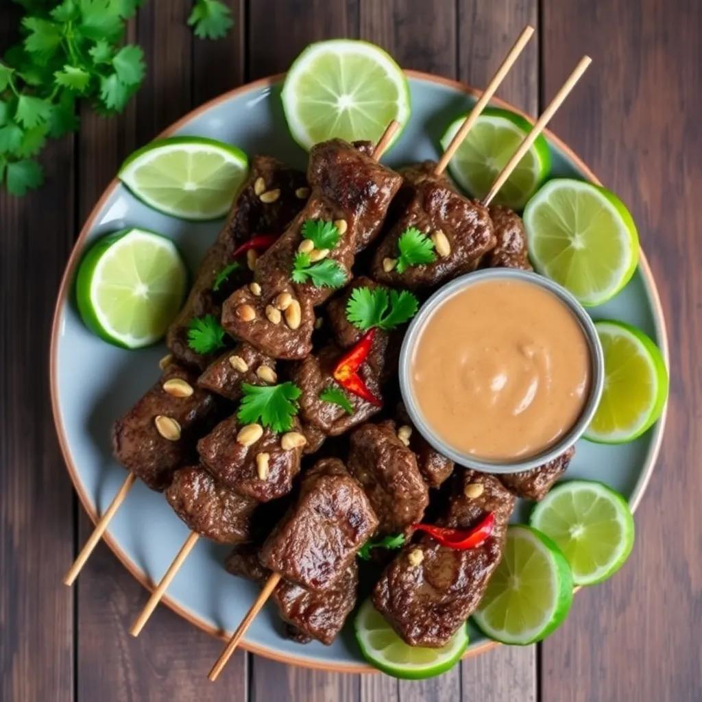 Beef Satay with Thai Peanut Sauce Recipe