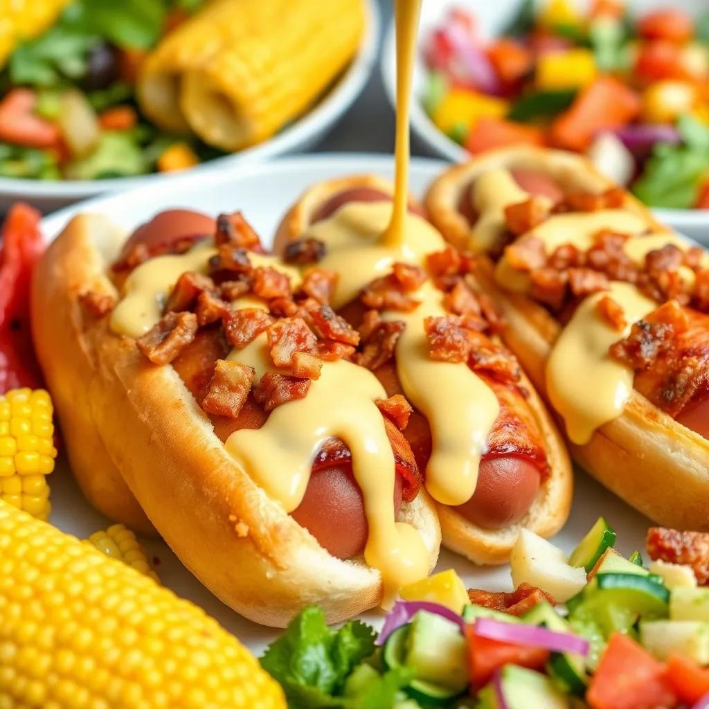 Bacon-Wrapped Hot Dogs with Cheese Sauce Recipe