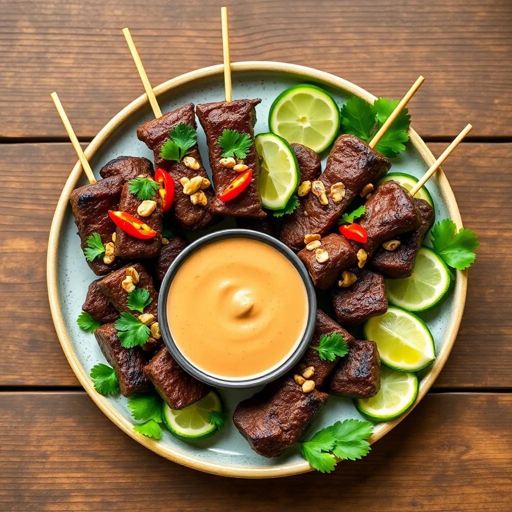 Beef Satay with Thai Peanut Sauce Recipe