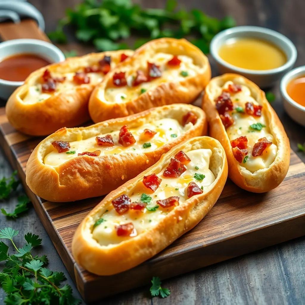 Cheese and Bacon Bread Boats Recipe