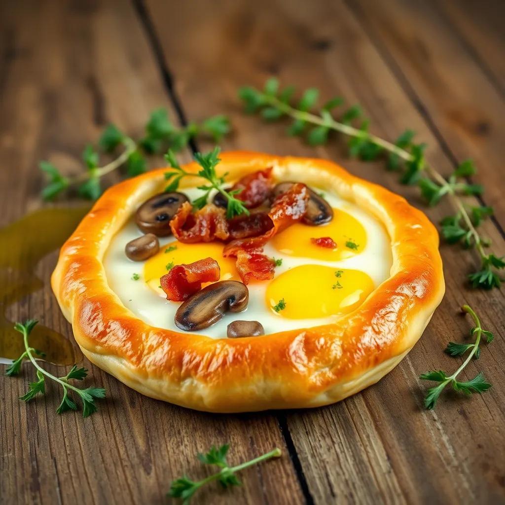 Bacon Mushroom Egg Puff Pastry Tart with Gruyère Cheese Recipe