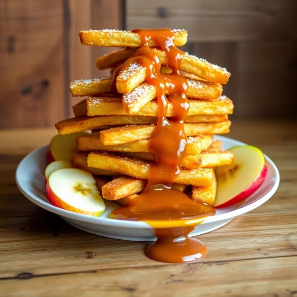 Baked Apple Pie Fries with Salted Caramel Dipping Sauce