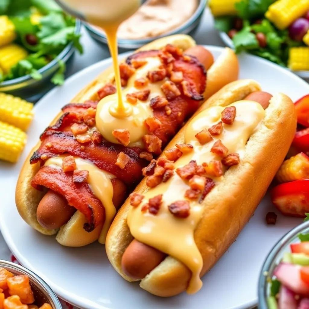 Bacon-Wrapped Hot Dogs with Cheese Sauce Recipe