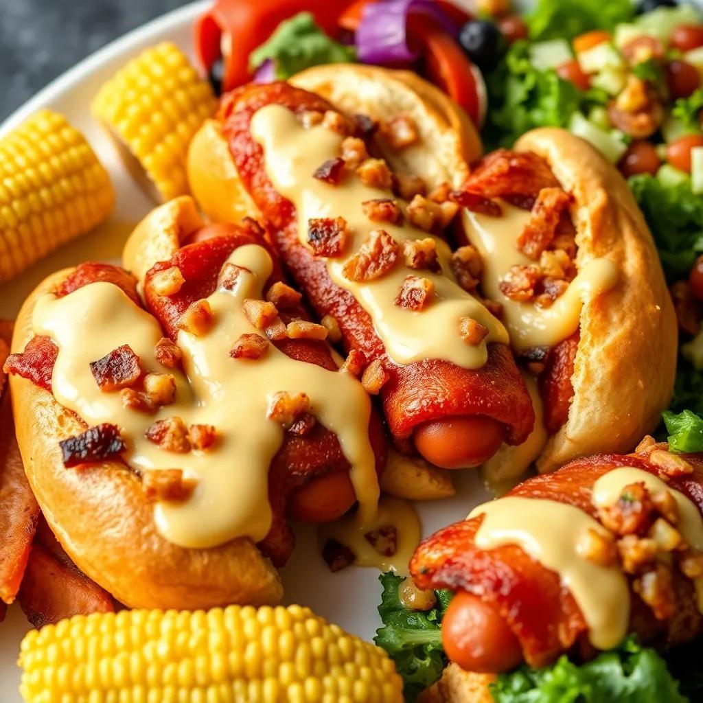 Bacon-Wrapped Hot Dogs with Cheese Sauce Recipe