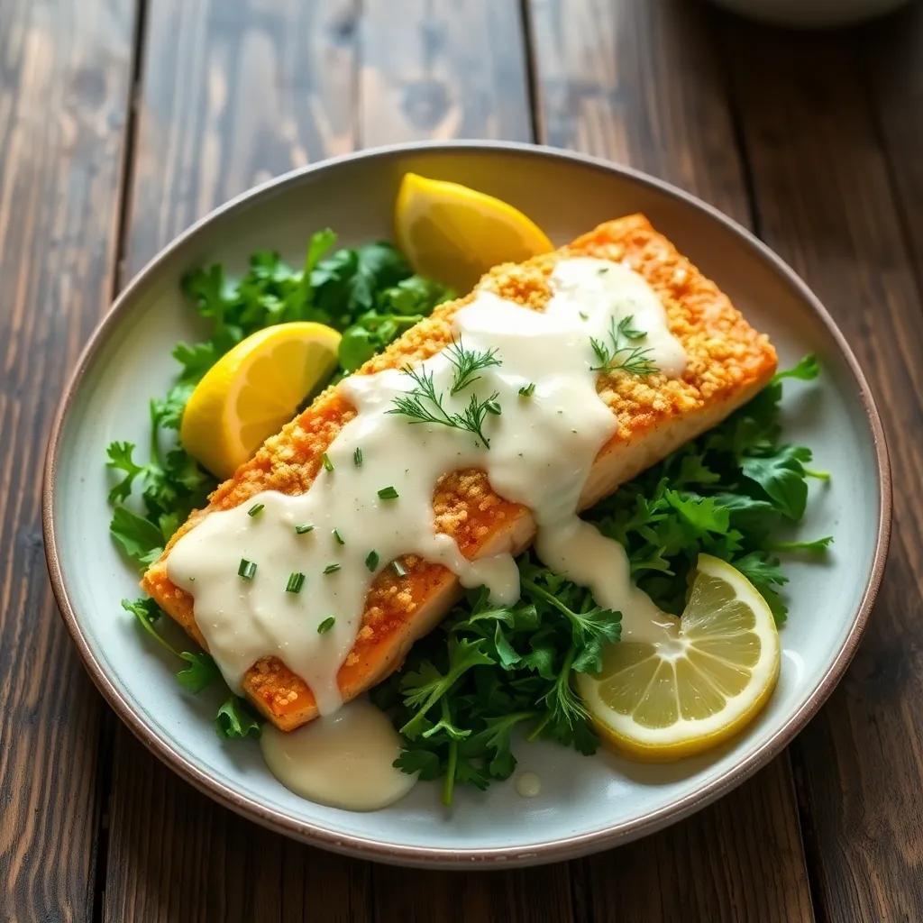 Baked Parmesan Crusted Salmon with Lemon Cream Sauce Recipe