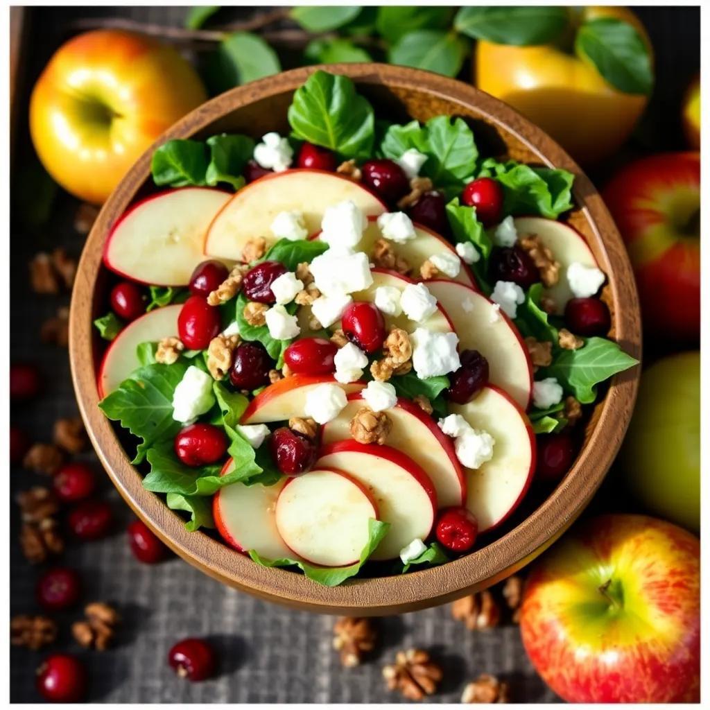 Apple Salad with Candied Walnuts and Cranberries