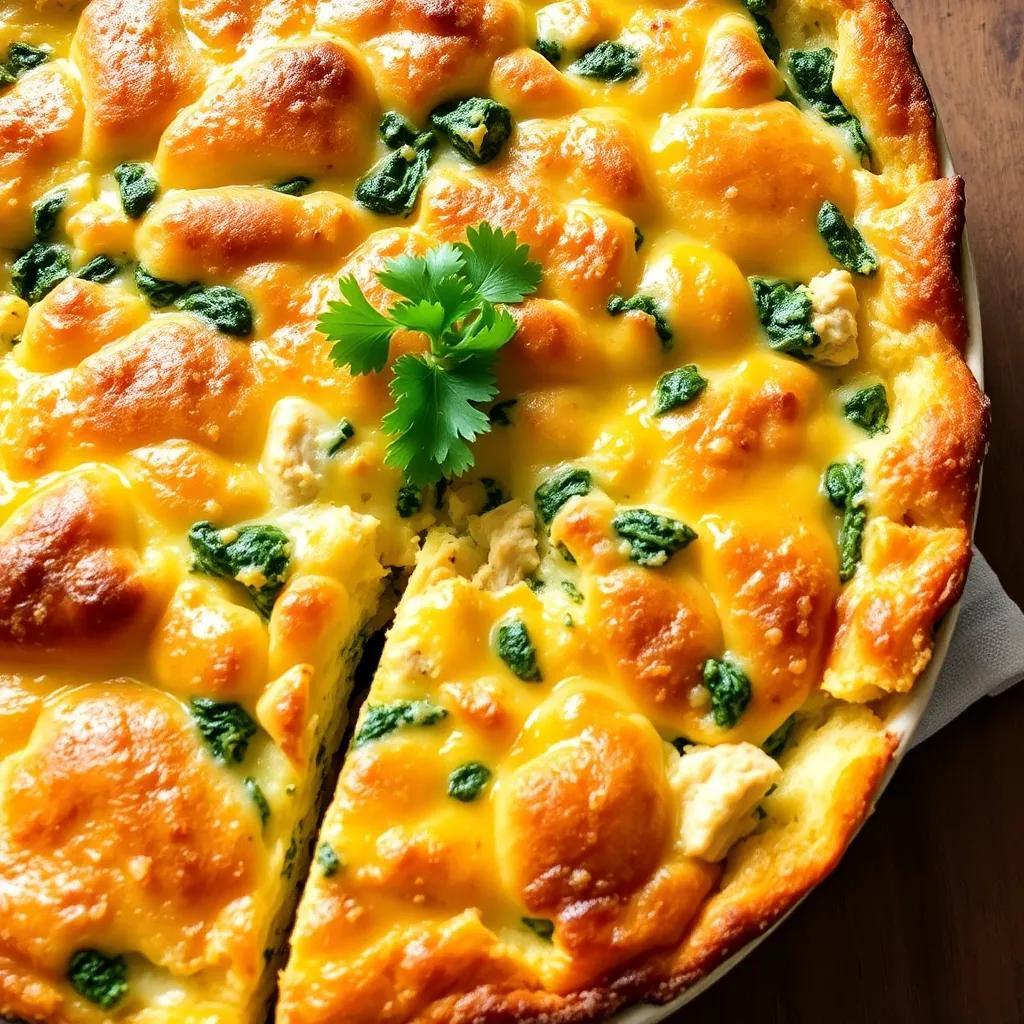 Chicken Spinach Bread Bake Strata Recipe