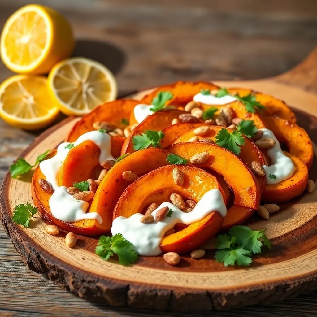 Cinnamon Roasted Pumpkin with Yoghurt and Pinenuts