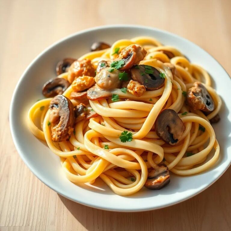 Creamy Chicken Mushroom Fettuccine Recipe