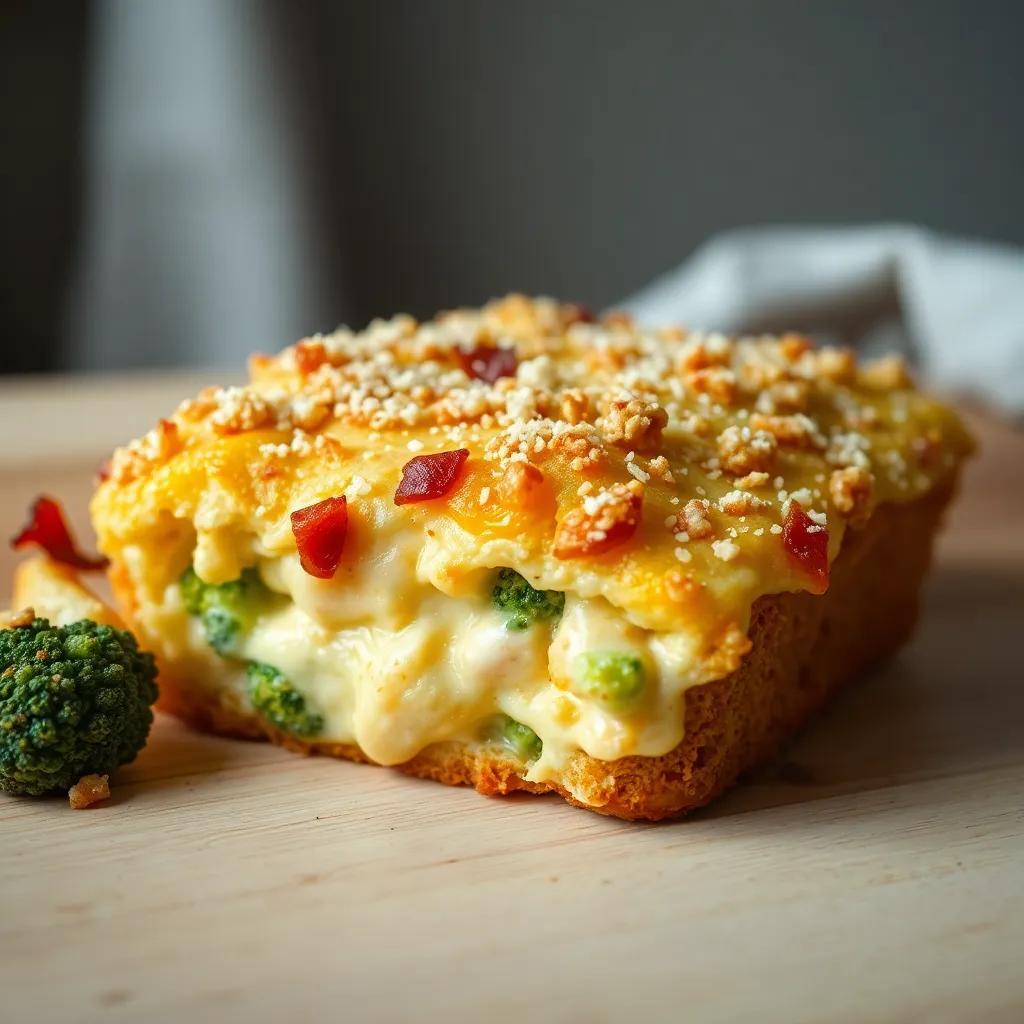 Creamy Bacon Chicken and broccoli Bread Bake Recipe