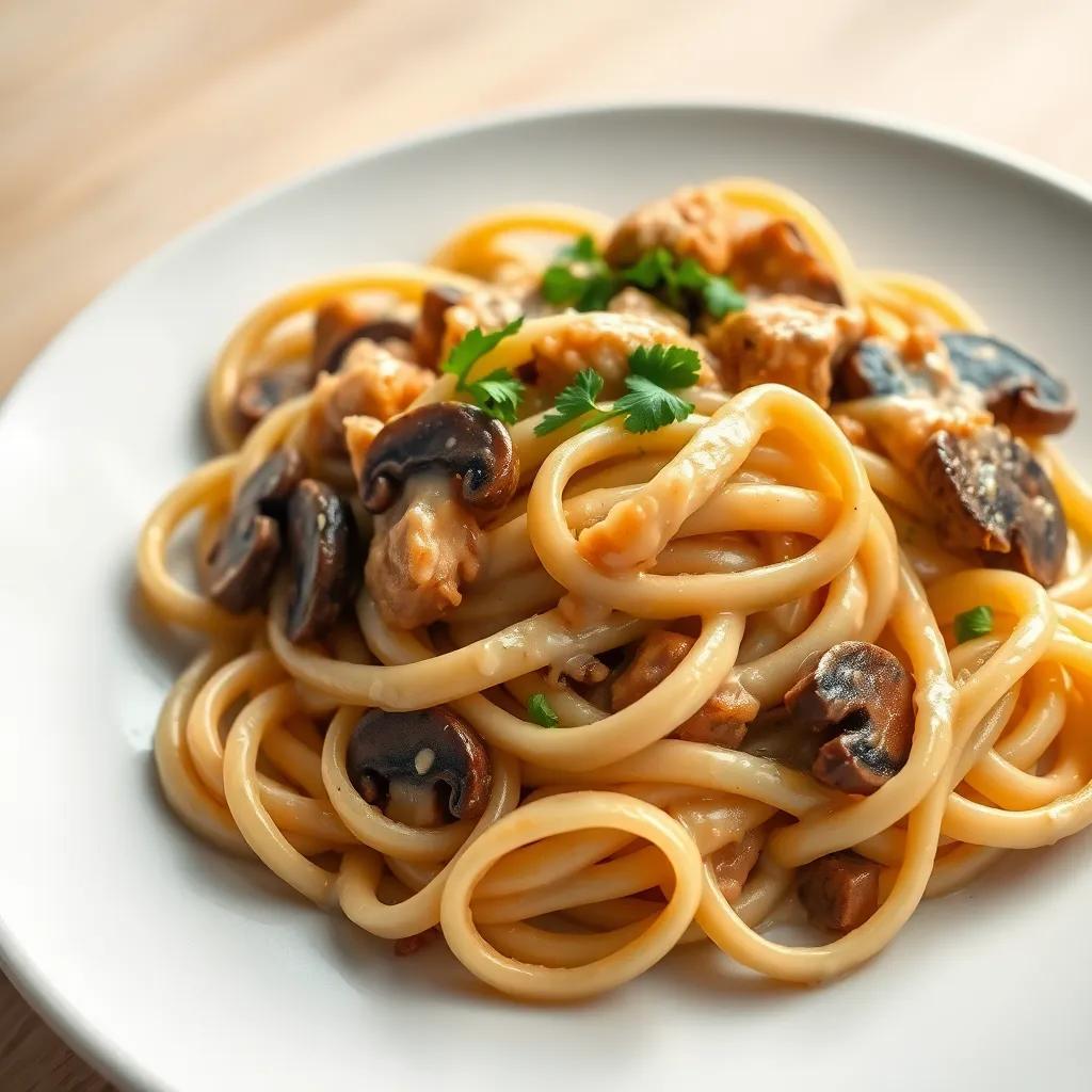 Creamy Chicken Mushroom fettuccine Recipe